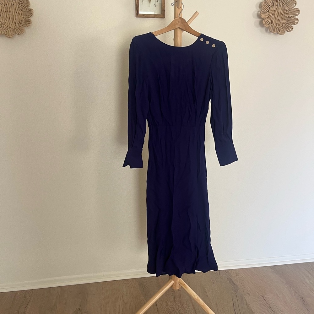 Massimo Dutti Dark Blue Long Sleeve Dress